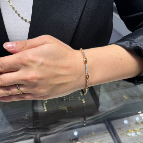 Mila Rose Gold Tek Sıra Taşlı Bileklik