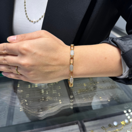 Mila Rose Gold Taşlı Taşsız Dikdörtgen Xuping Bileklik