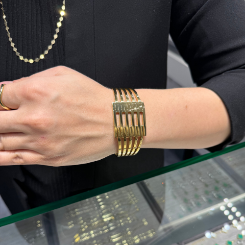 Mila Çelik Taşsız 6 Sıra Kaburga Gold Kelepçe