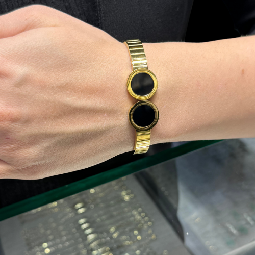 Mila Çelik Saat Kordonlu Gold Kelepçe