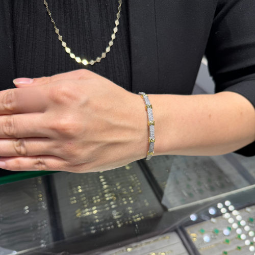 Mila Özel Zirkon Taşlı Silver Gold TF Kelepçe