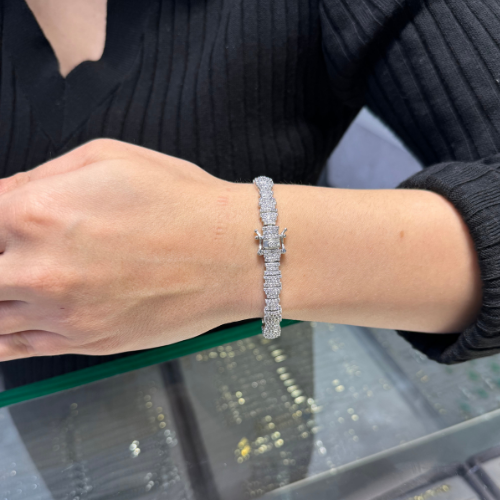 Mila Özel Zirkon Silver Rengi Zikzaklı Taşlı Bileklik