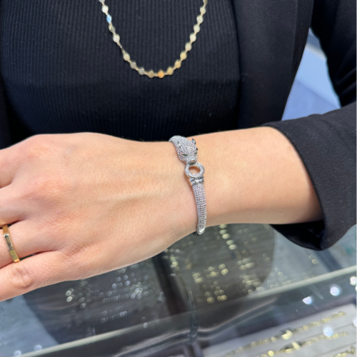 Mila Özel Zirkon Serisi Jaguar Silver Rengi Kelepçe