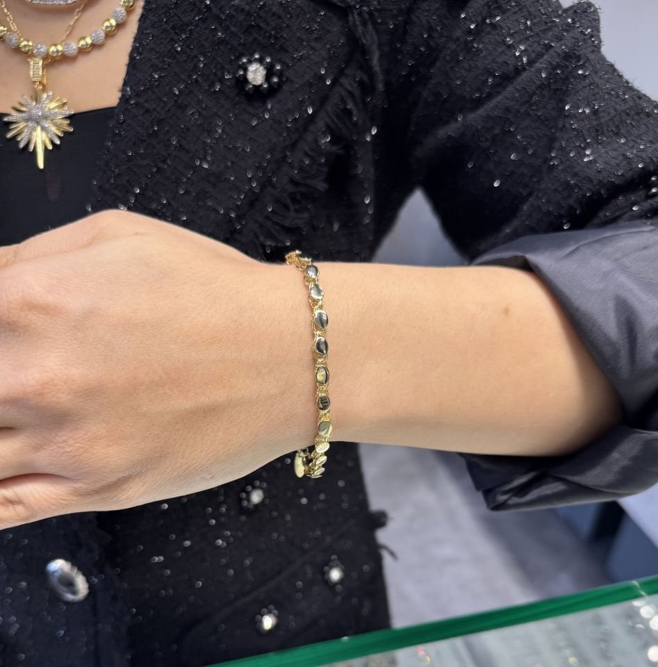 Mila 14 Ayar Rengi Yarı Pullu Model Bileklik