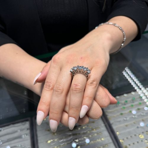 Mila Xuping Silver Renk Yüksek Montür Beştaş Yüzük