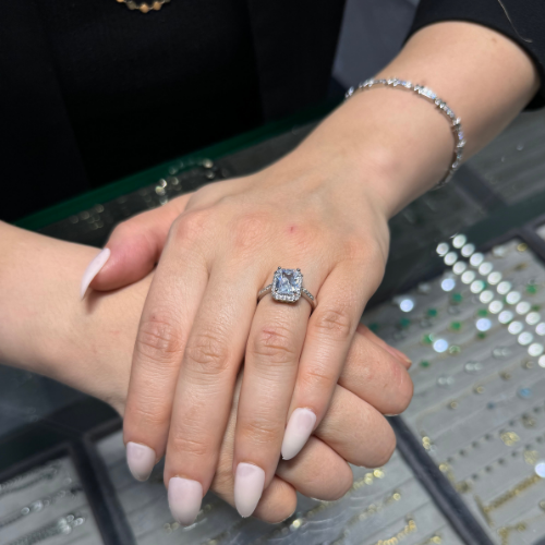 Mila Silver Renk Ortası Tüm Taş Baget Yüzük