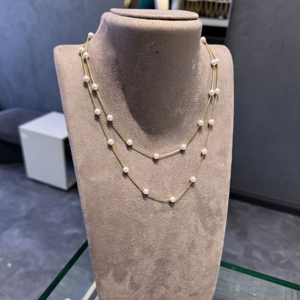 Mila 14 Ayar Rengi 90 cm İnci Model Kolye