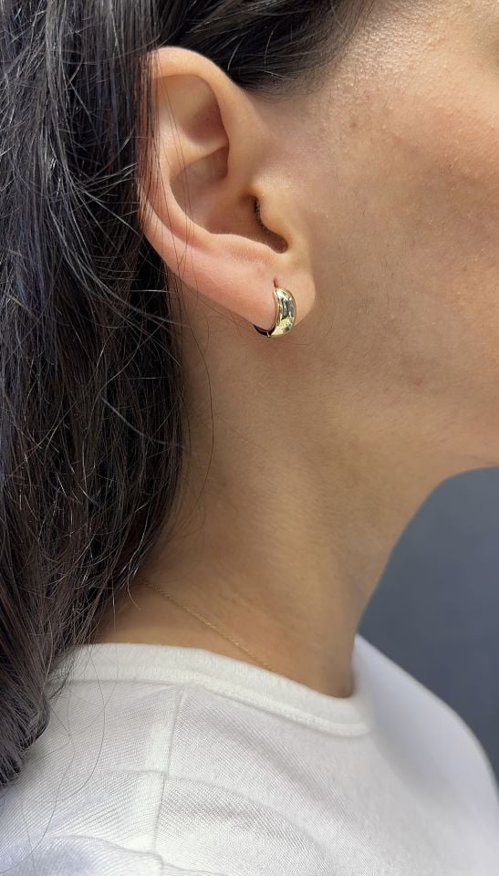 Mila 14 Ayar Rengi Minimal Klasik  Halka Küpe