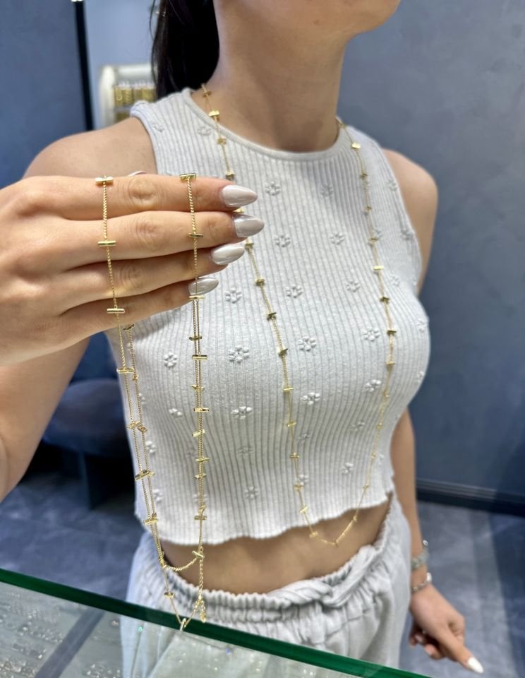 Mila 14 Ayar Rengi 90cm  Şerit Model Kolye