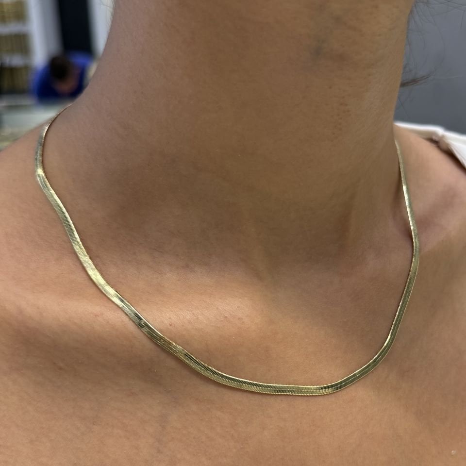 Mila 14 Ayar Rengi 3mm İtalyan Ezme Model Kolye